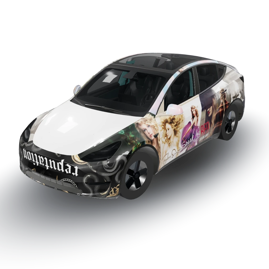 Excellent! — a Model Y wearing this AI wrap design