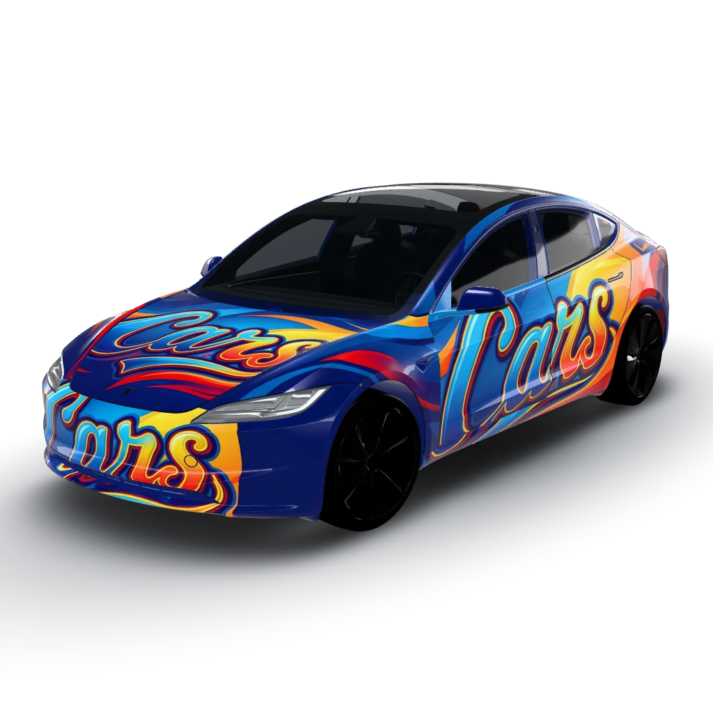 Cars — a Model 3 (2024+) Standard & Premium wearing this AI wrap design