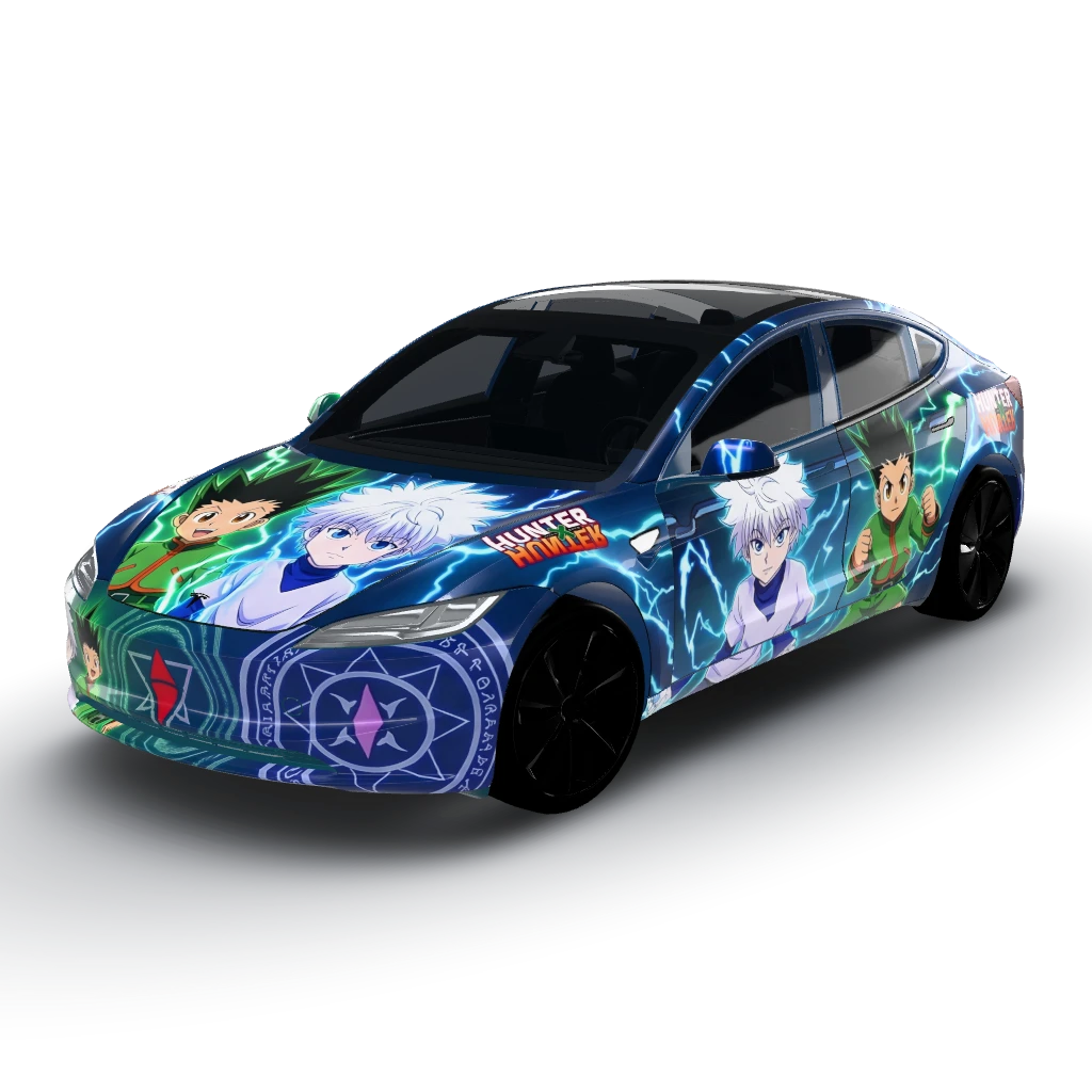 Hunter X Hunter wrap with Killua and Gon — a Model 3 (2024+) Standard & Premium wearing this AI wrap design
