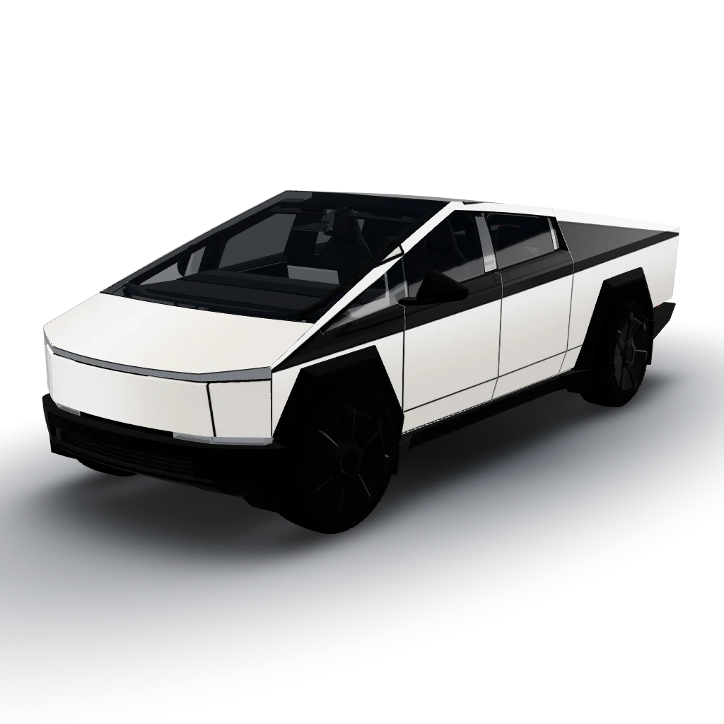 Clean two-tone geometric wrap — a Cybertruck wearing this AI wrap design