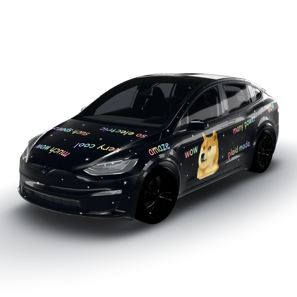 Dark matte wrap — a Model X (2021+) wearing this AI wrap design
