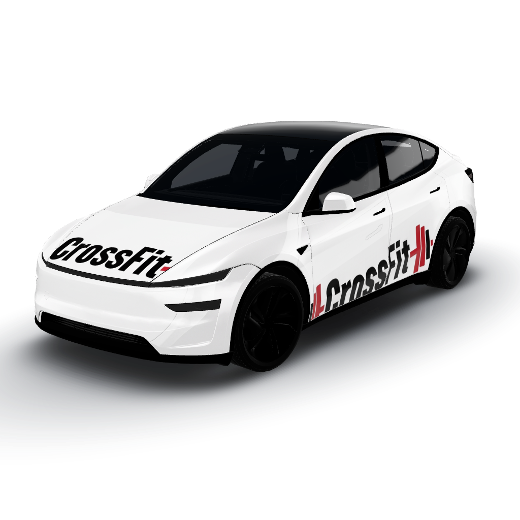 White serves as the base color, providing — a Model Y (2025+) Premium wearing this AI wrap design