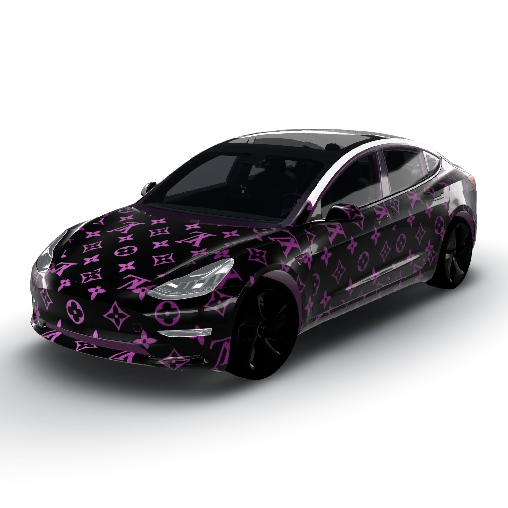 It Louis Vuitton — a Model 3 wearing this AI wrap design