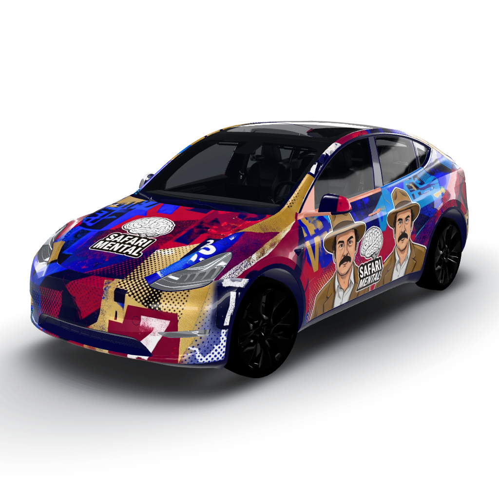Entendido — a Model Y wearing this AI wrap design