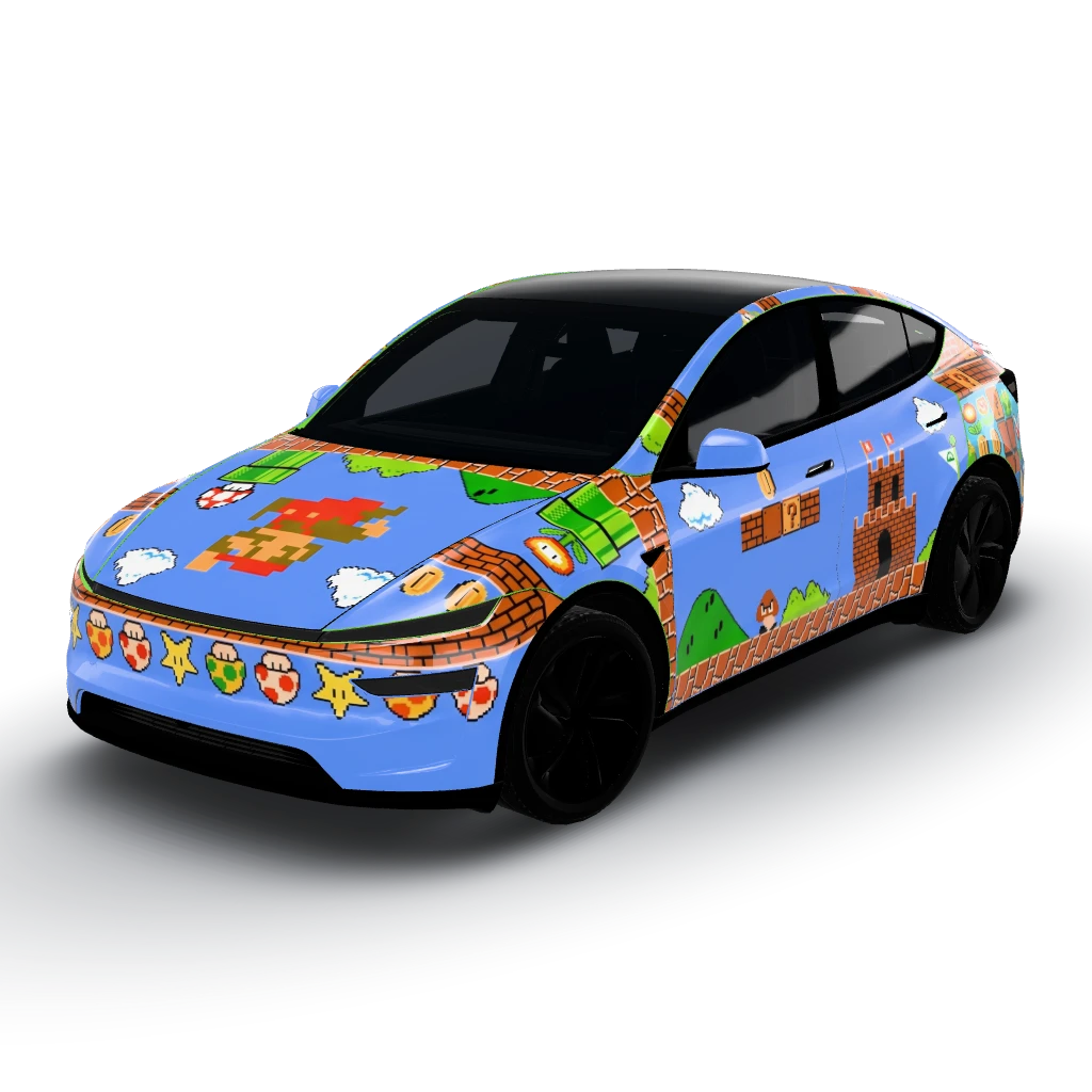 Mario — a Model Y (2025+) Premium wearing this AI wrap design