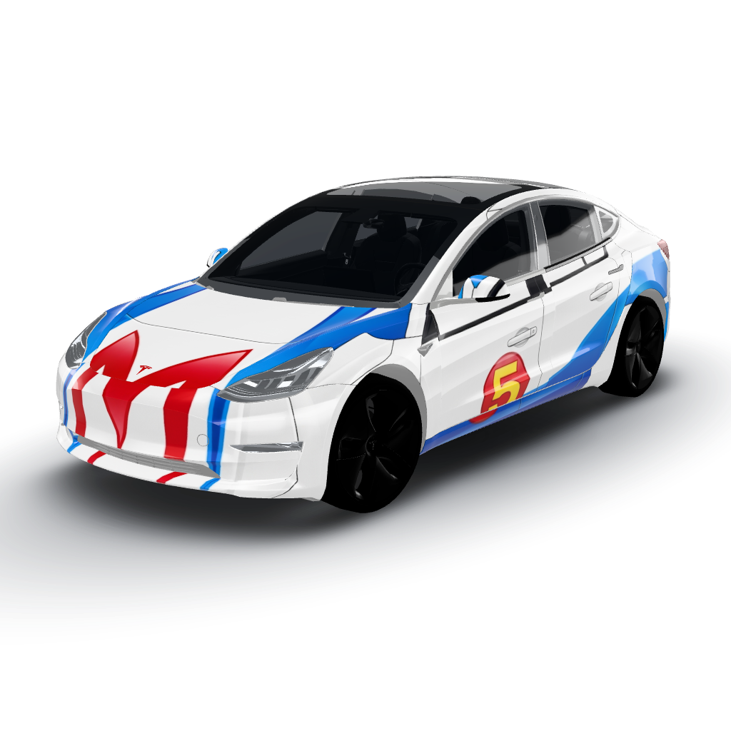 Speed Racer Mach 5 is brought to life — a Model 3 wearing this AI wrap design
