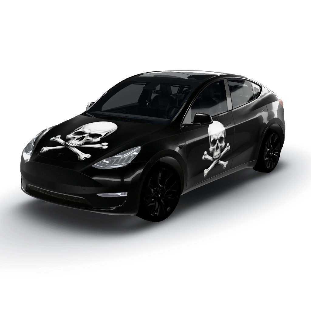 Artwork features a bold and striking color — a Model Y wearing this AI wrap design