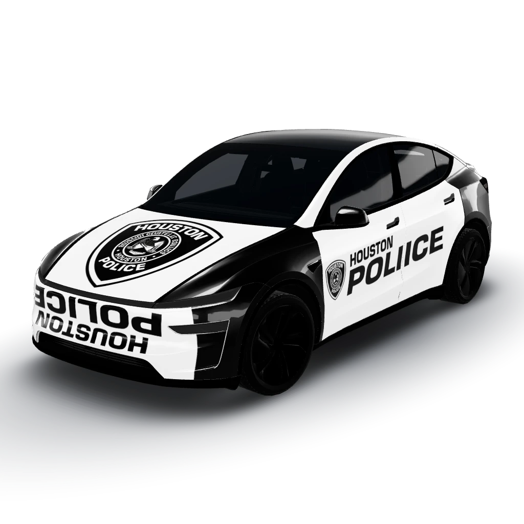 Houston Police — a Model Y (2025+) Premium wearing this AI wrap design