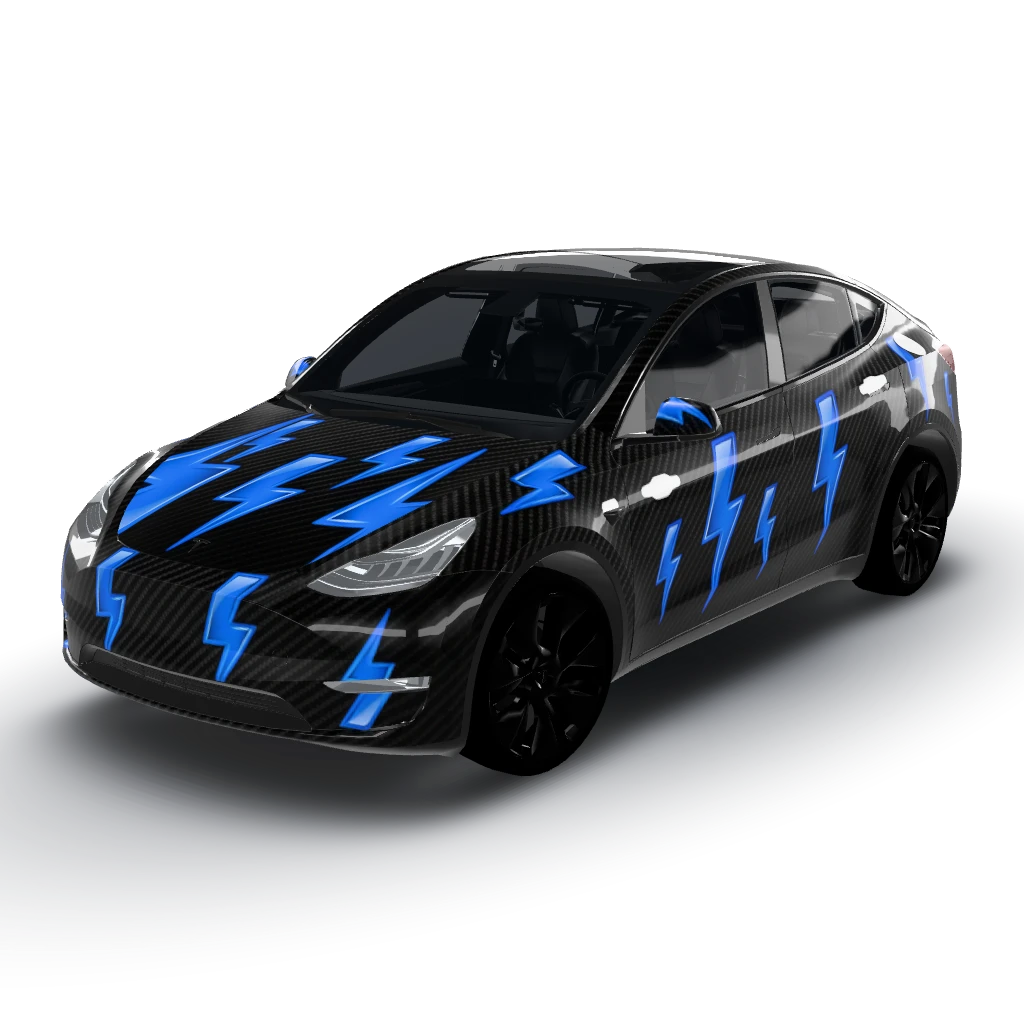 Your wrap design is finalized as follows — a Model Y wearing this AI wrap design