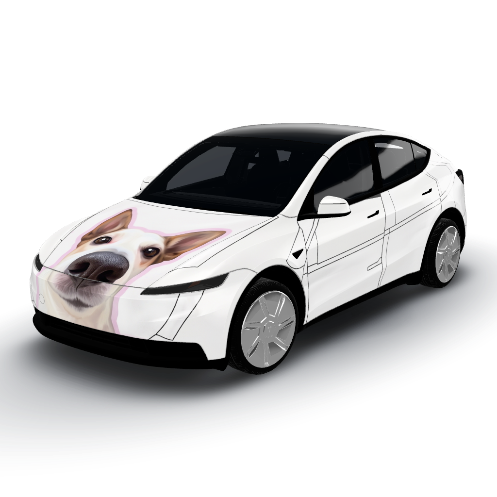 Die Basis des Designs ist ein sanftes — a Model Y (2025+) Standard wearing this AI wrap design