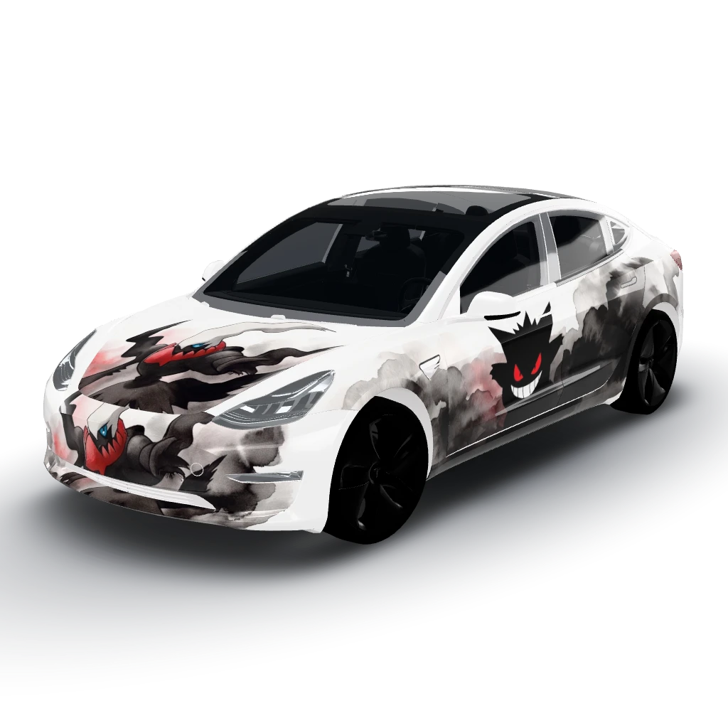 Absolutely! — a Model 3 wearing this AI wrap design