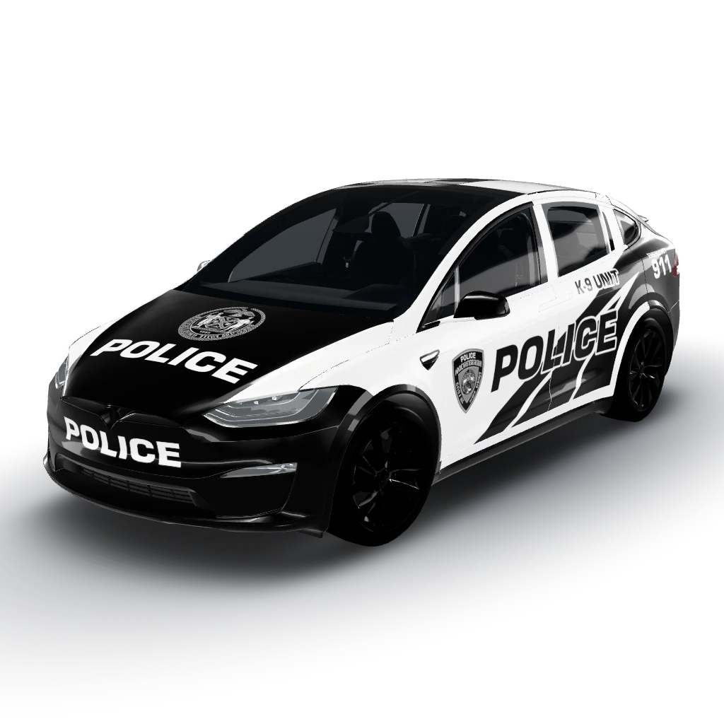 Police — a Model X (2021+) wearing this AI wrap design