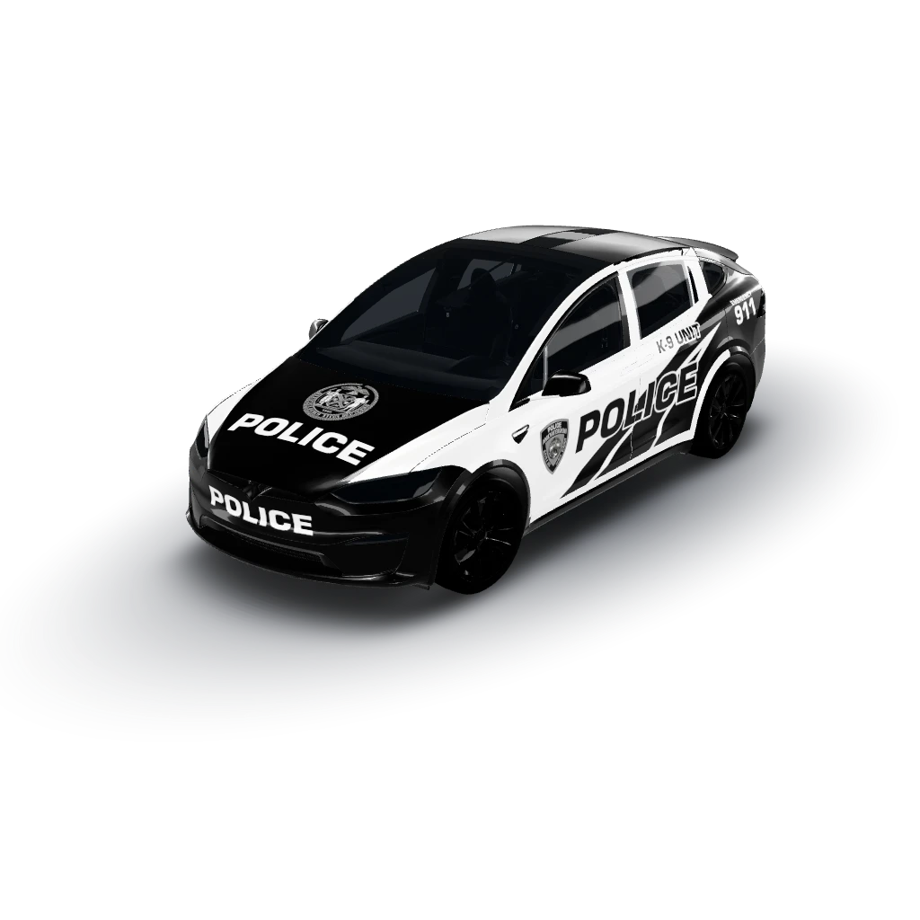 Police — a Model X (2021) wearing this AI wrap design