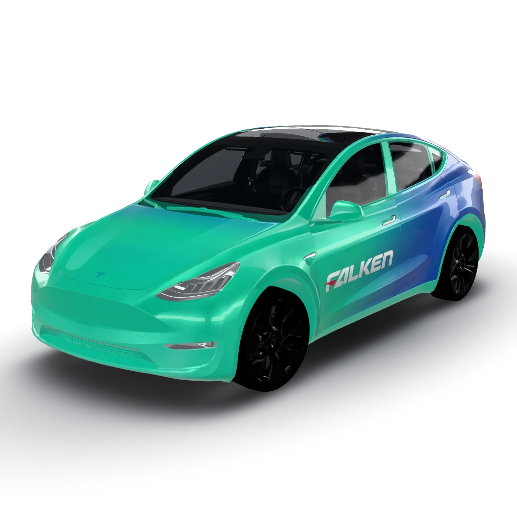 Got it! — a Model Y wearing this AI wrap design