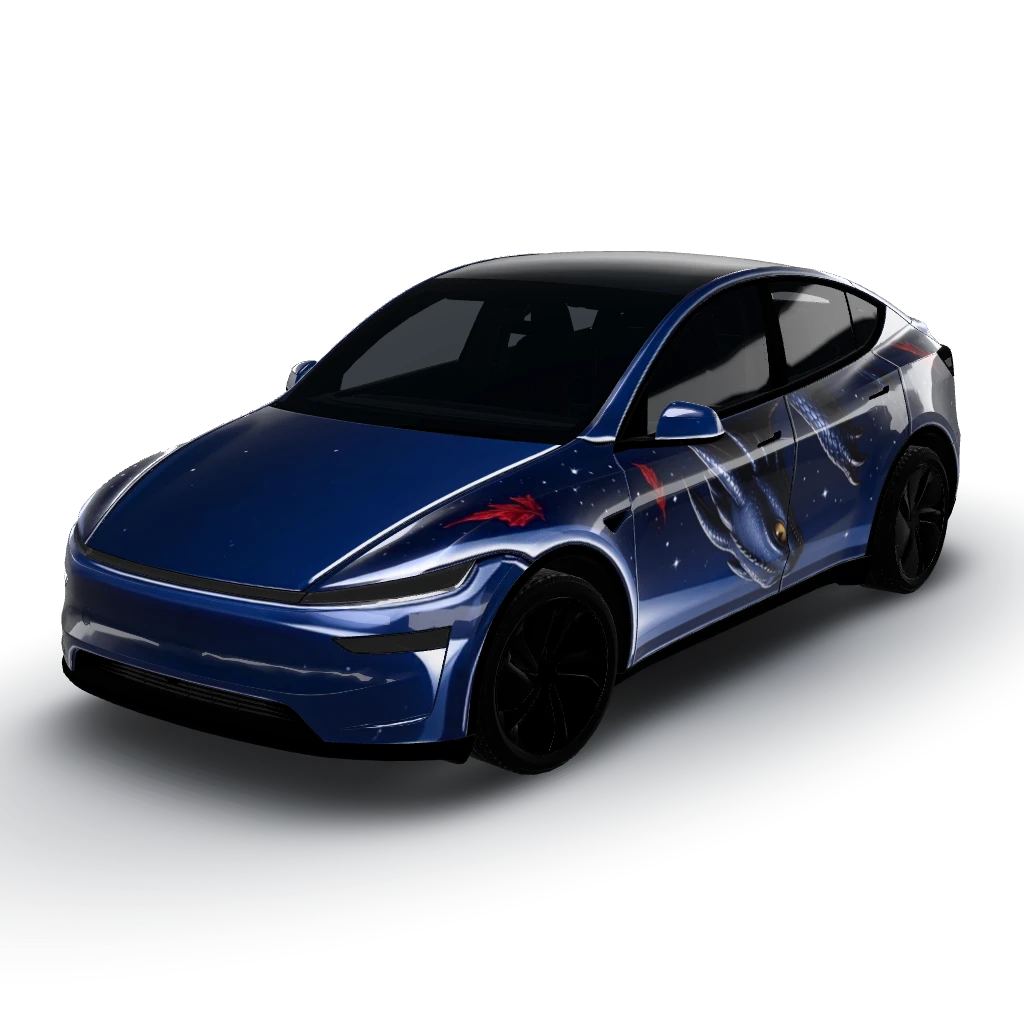 Edited in the 2D editor — a Model Y (2025+) Premium wearing this AI wrap design