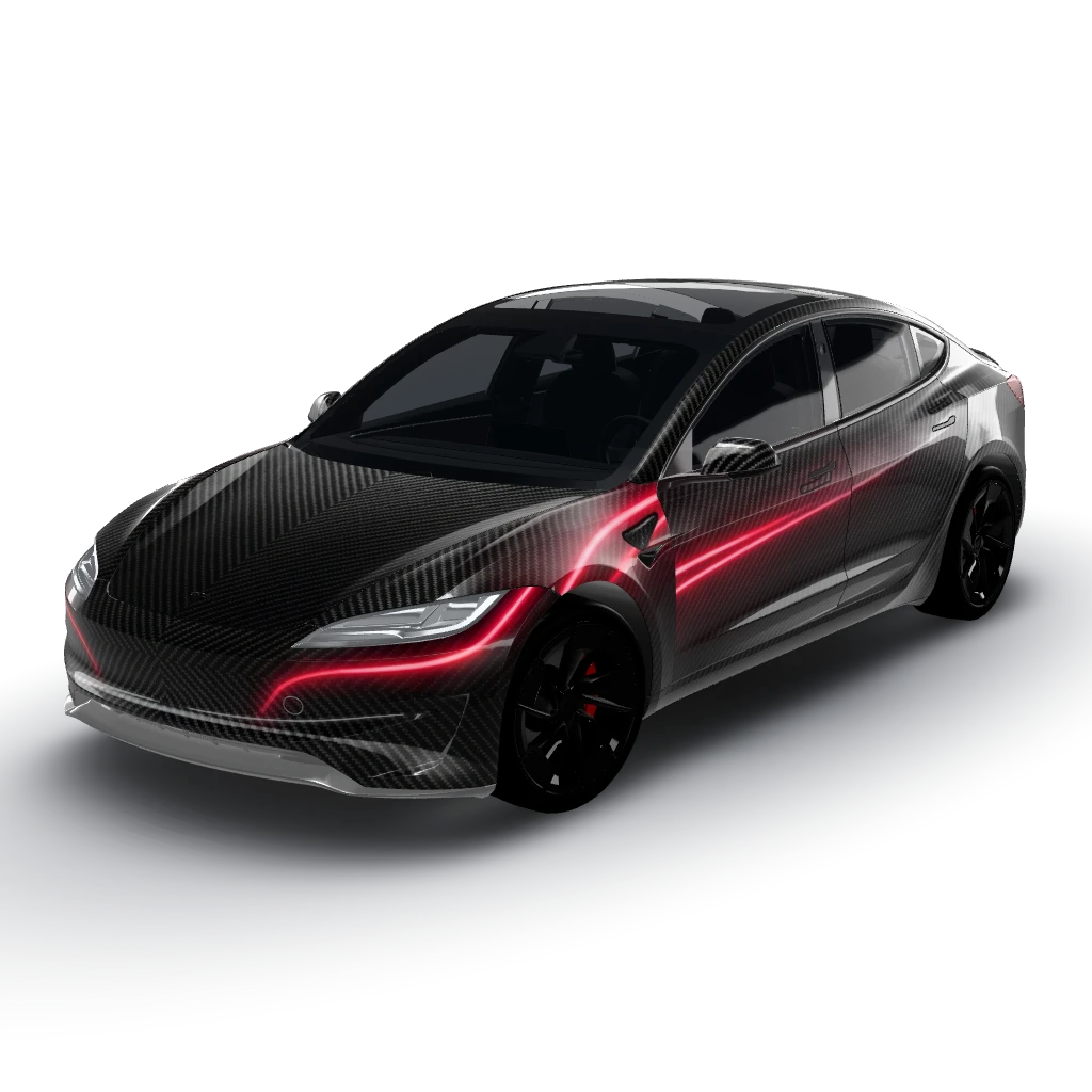 Here's a summary of your design — a Model 3 (2024+) Performance wearing this AI wrap design