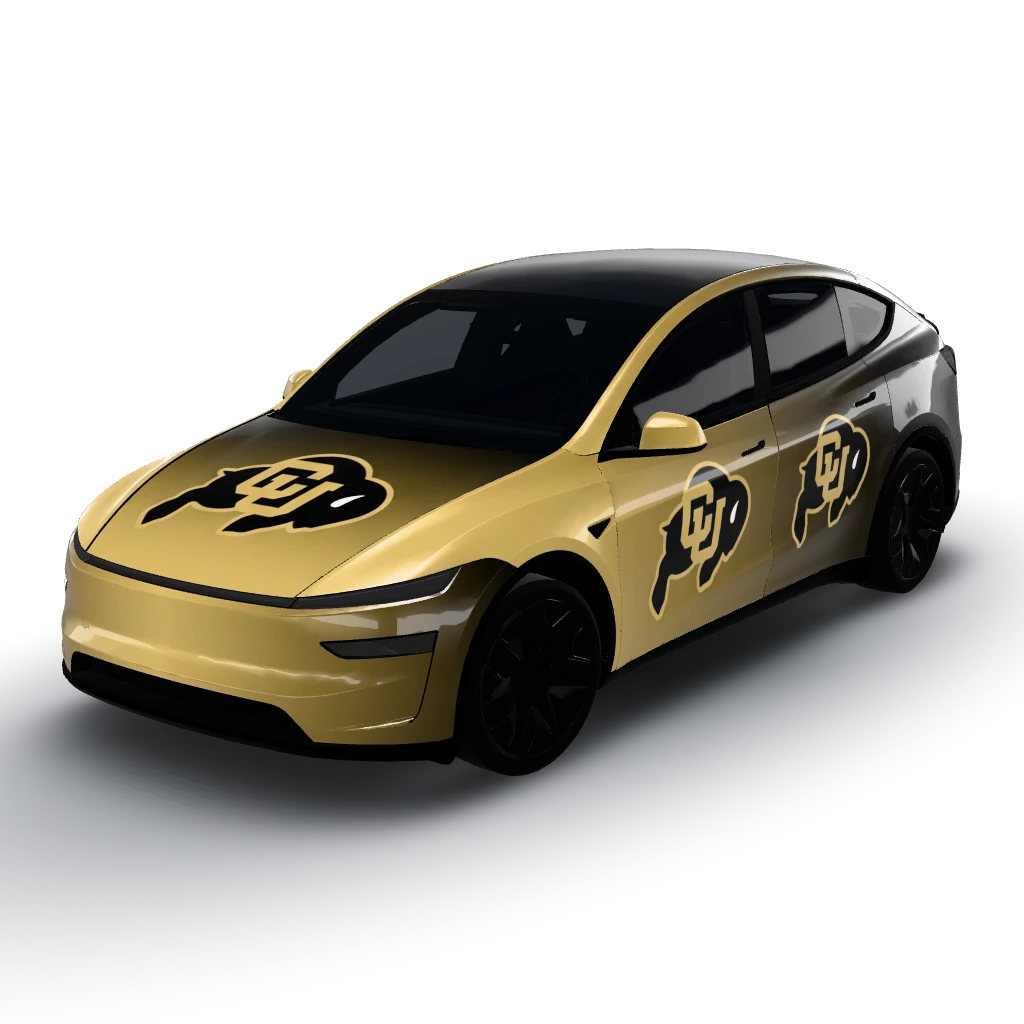 Here's the design for your wrap: - Color — a Model Y L wearing this AI wrap design
