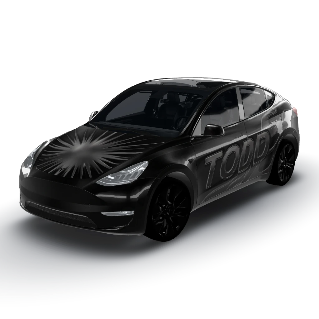 Great choice! — a Model Y wearing this AI wrap design