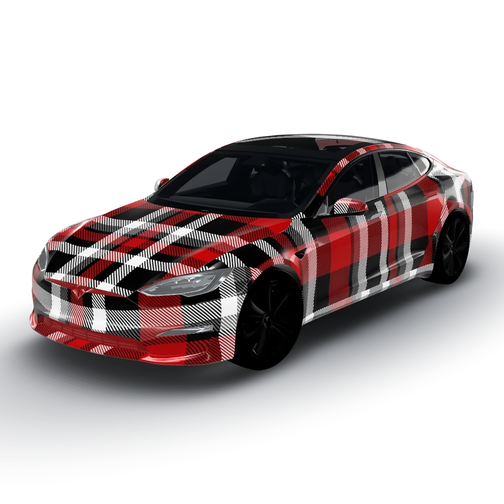 Perfect! — a Model S (2021+) wearing this AI wrap design