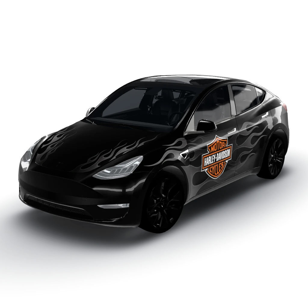 Frunk will also be gloss black to match — a Model Y wearing this AI wrap design