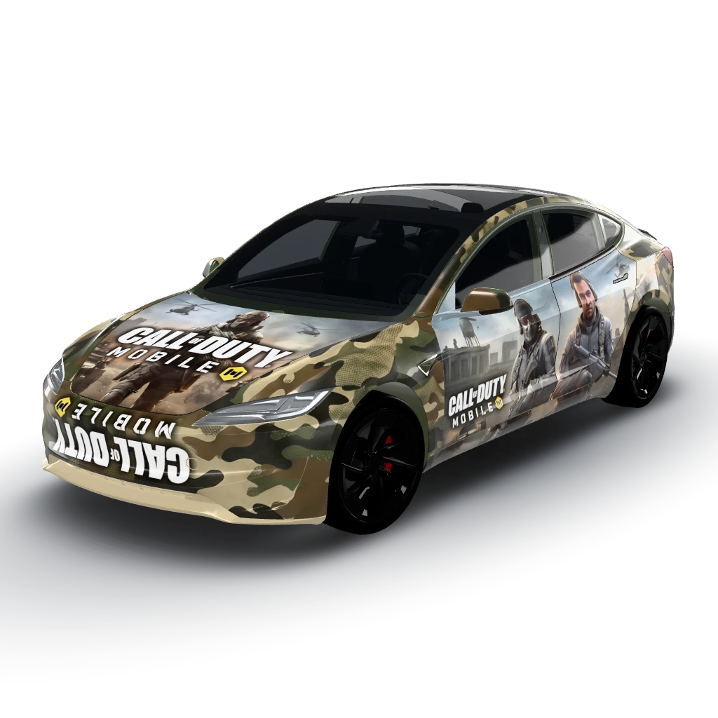 Call of duty mobile — a Model 3 (2024+) Performance wearing this AI wrap design