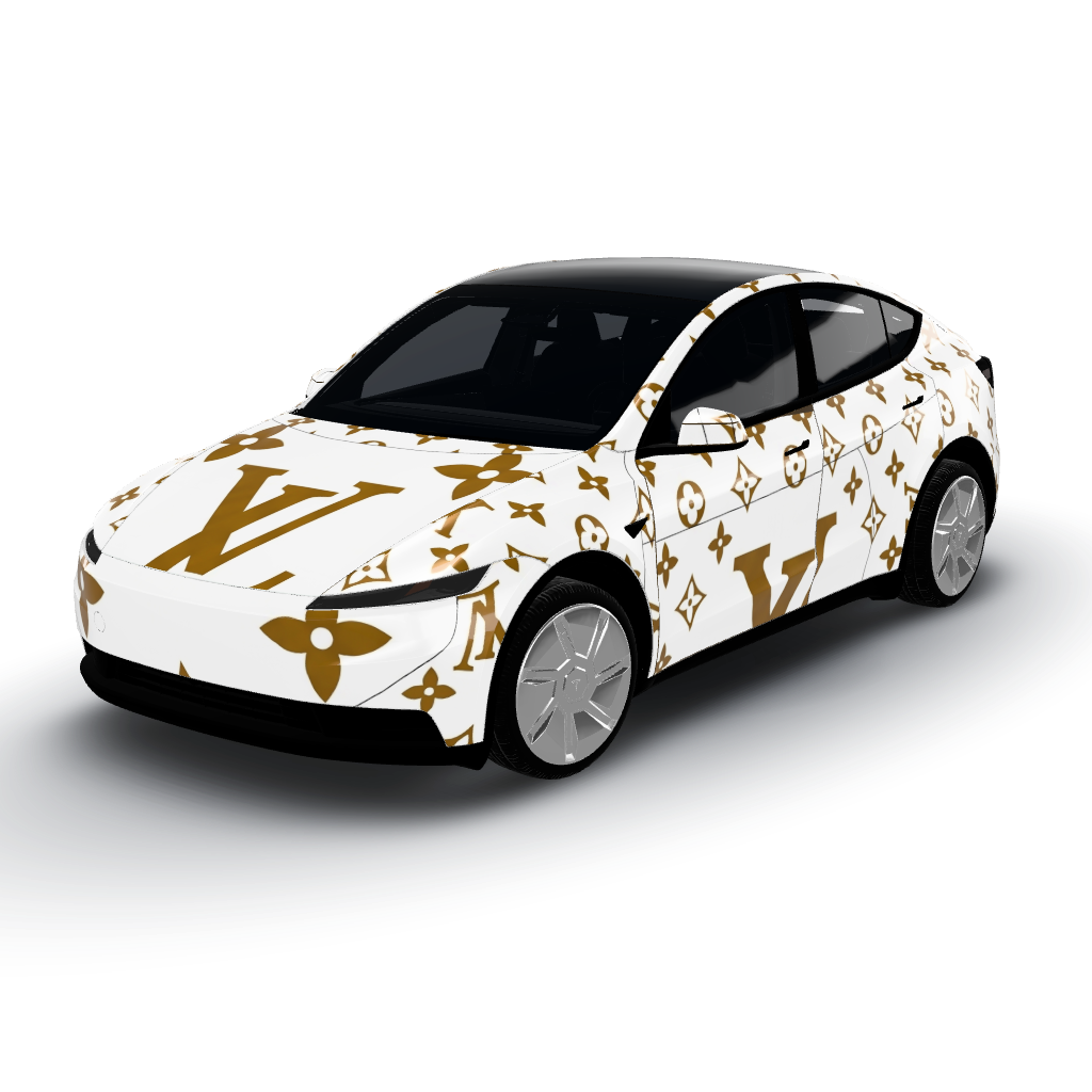 Photo 1 features a vibrant and dynamic — a Model Y (2025+) Standard wearing this AI wrap design