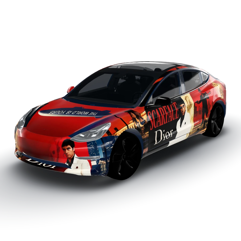 Dior — a Model 3 wearing this AI wrap design