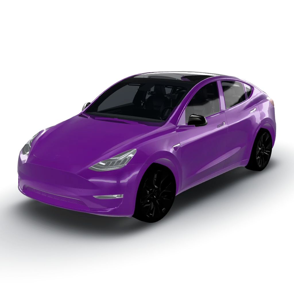 Glossy purple? — a Model Y wearing this AI wrap design