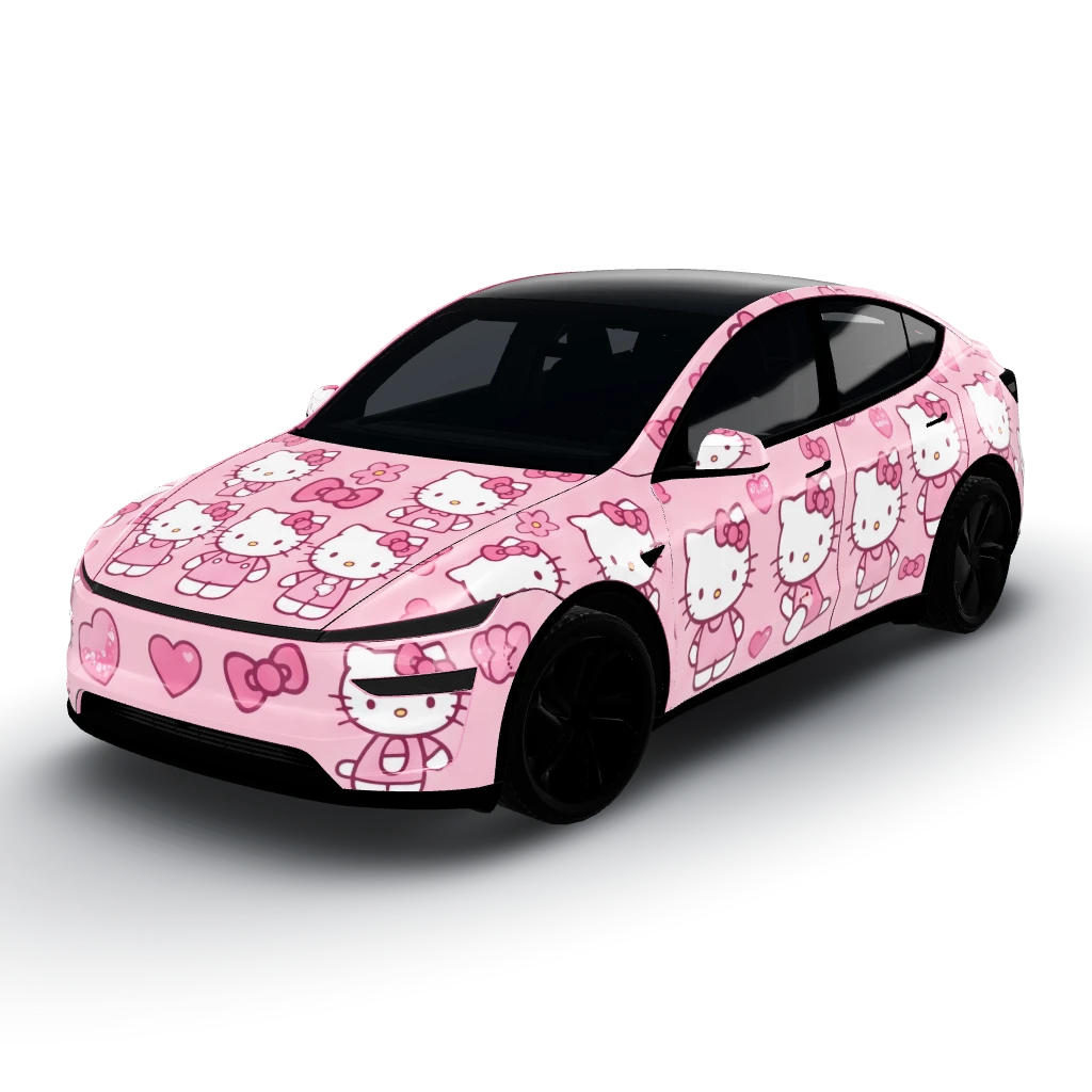 Light pink hello kitty — a Model Y (2025+) Premium wearing this AI wrap design