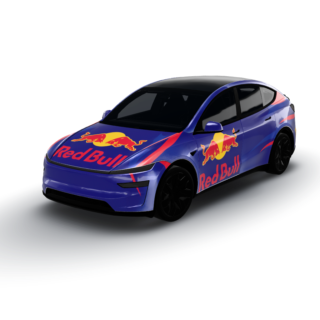 Perfect! — a Model Y L wearing this AI wrap design