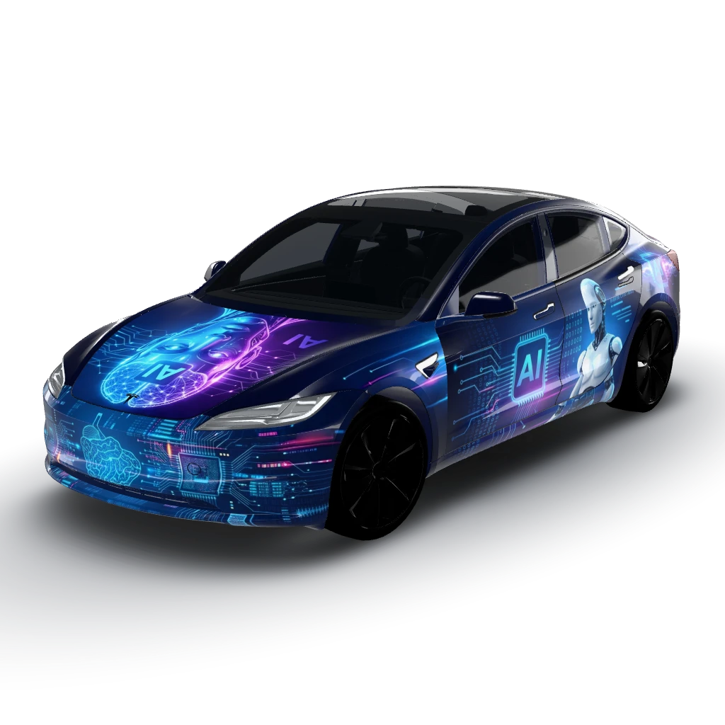 Ai insipred wrap design — a Model 3 (2024+) Standard & Premium wearing this AI wrap design