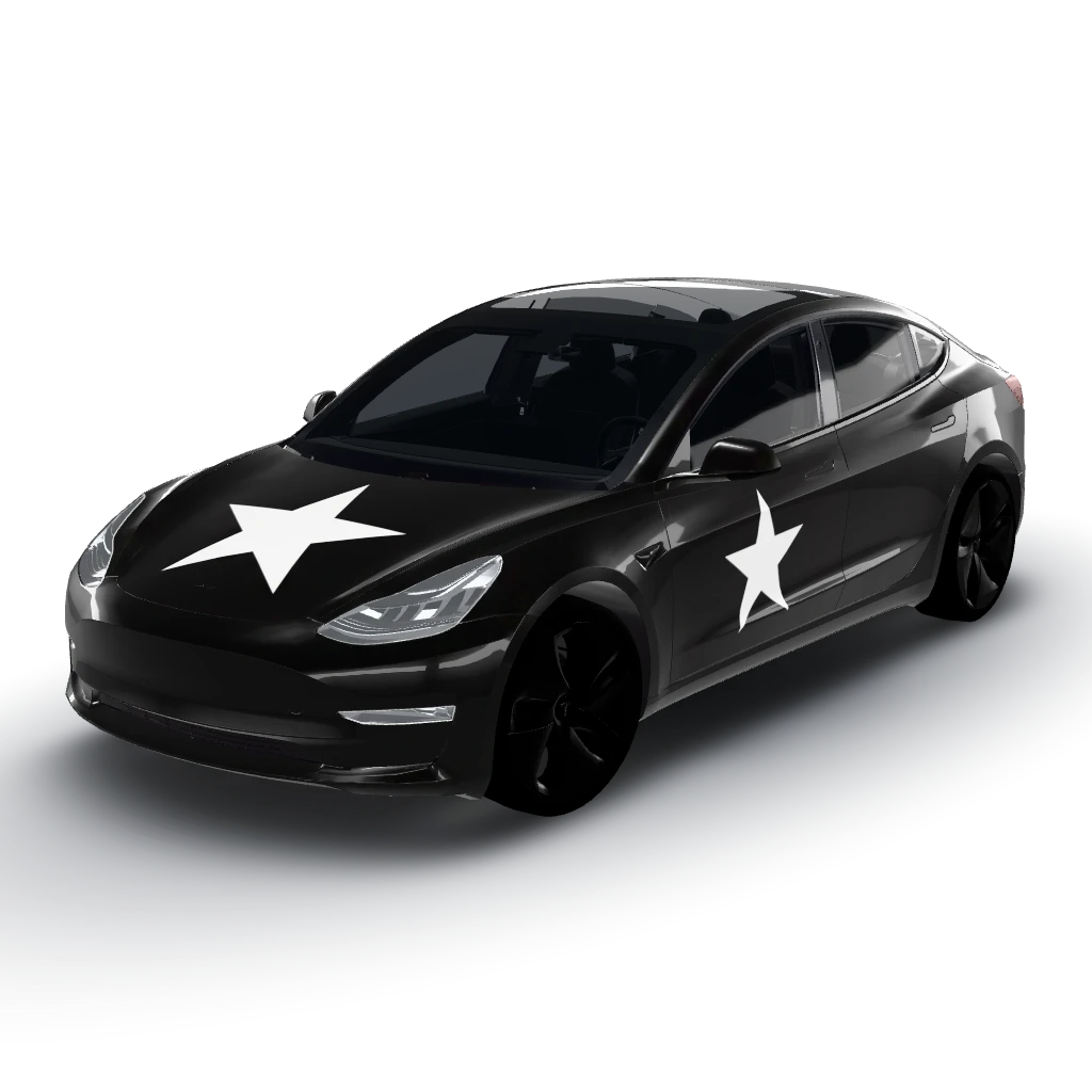 Извините за недоразумение — a Model 3 wearing this AI wrap design