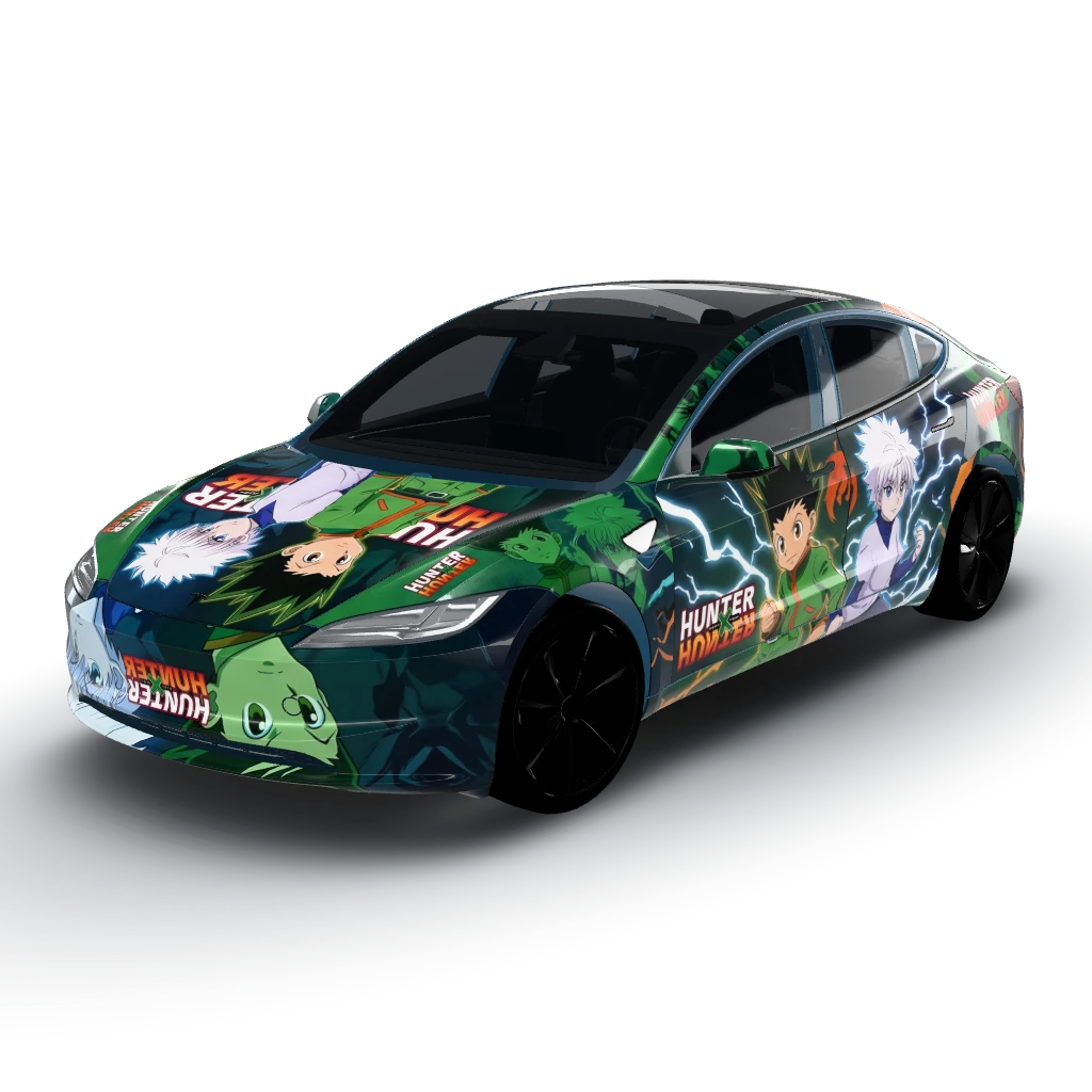 Hunter X Hunter wrap with Killua and Gon — a Model 3 (2024+) Standard & Premium wearing this AI wrap design