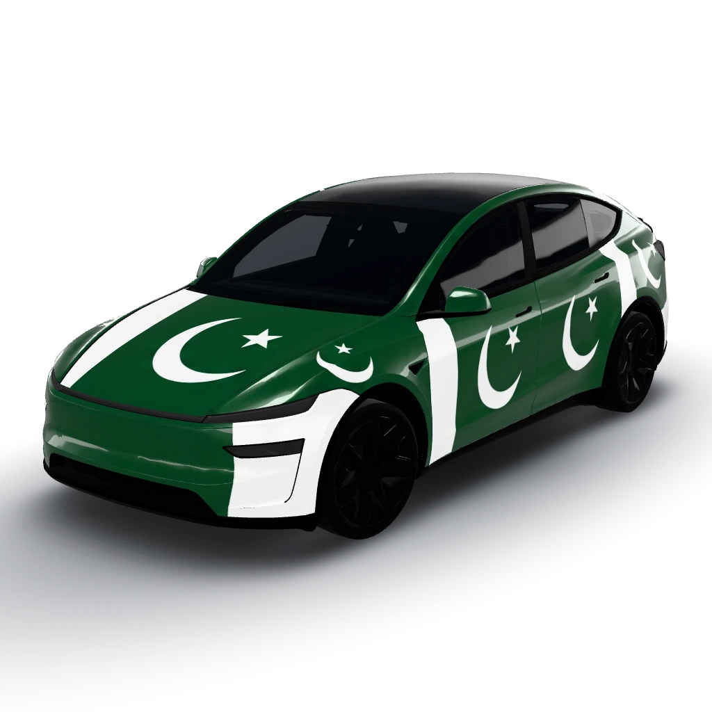Pakistan flag — a Model Y L wearing this AI wrap design