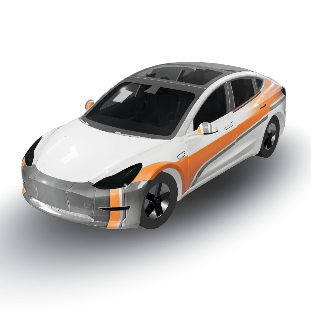 Got it! — a Model 3 wearing this AI wrap design