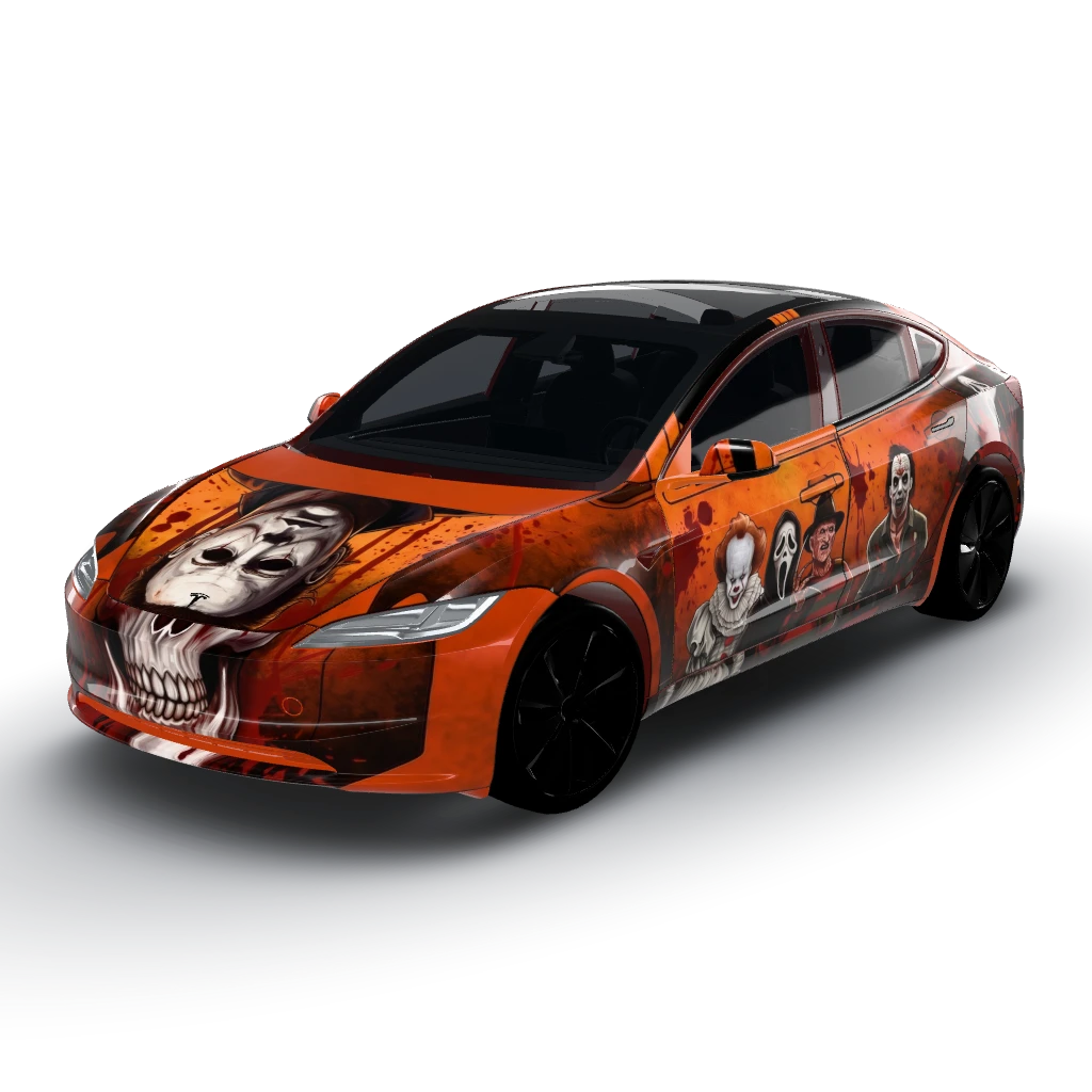 Fantastic! — a Model 3 (2024+) Standard & Premium wearing this AI wrap design