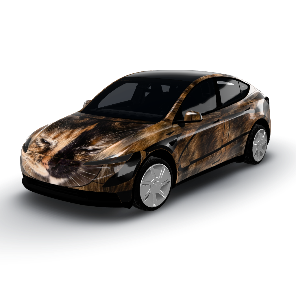 Awesome! — a Model Y (2025+) Standard wearing this AI wrap design