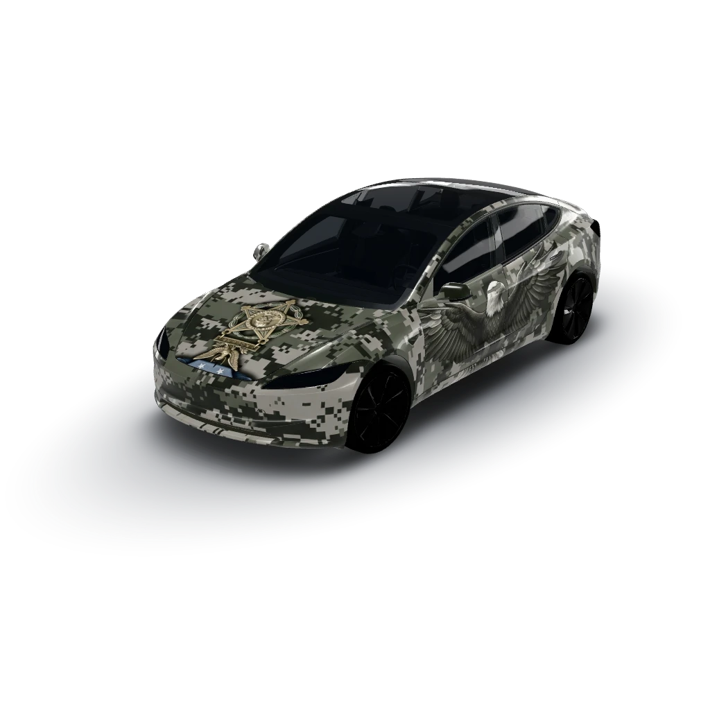 We can incorporate Trump’s face as a small — a Model 3 (2024+ Base) wearing this AI wrap design