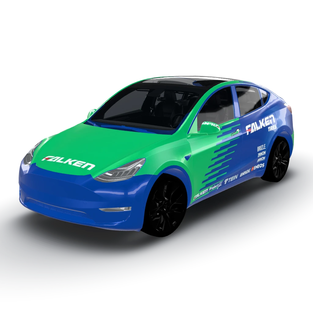 This livery — a Model Y wearing this AI wrap design