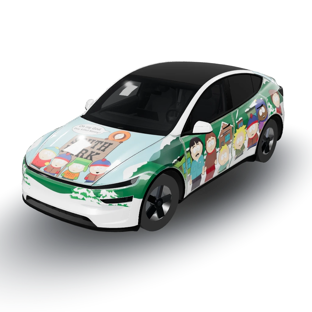South Park theme — a Model Y (2025+ Performance) wearing this AI wrap design