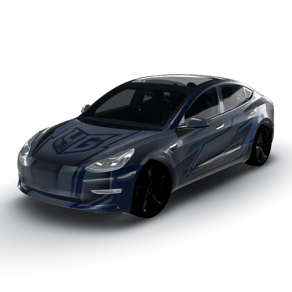 Got it! — a Model 3 wearing this AI wrap design