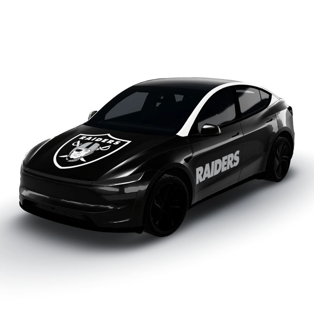 Matte finish for the black body — a Model Y (2025+) Premium wearing this AI wrap design