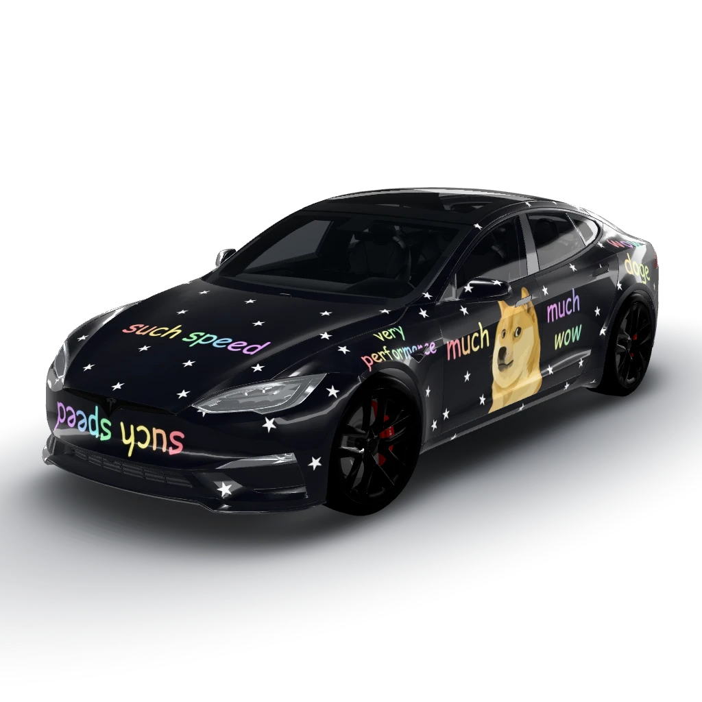 Dark matte wrap — a Model S Plaid (2025+) wearing this AI wrap design