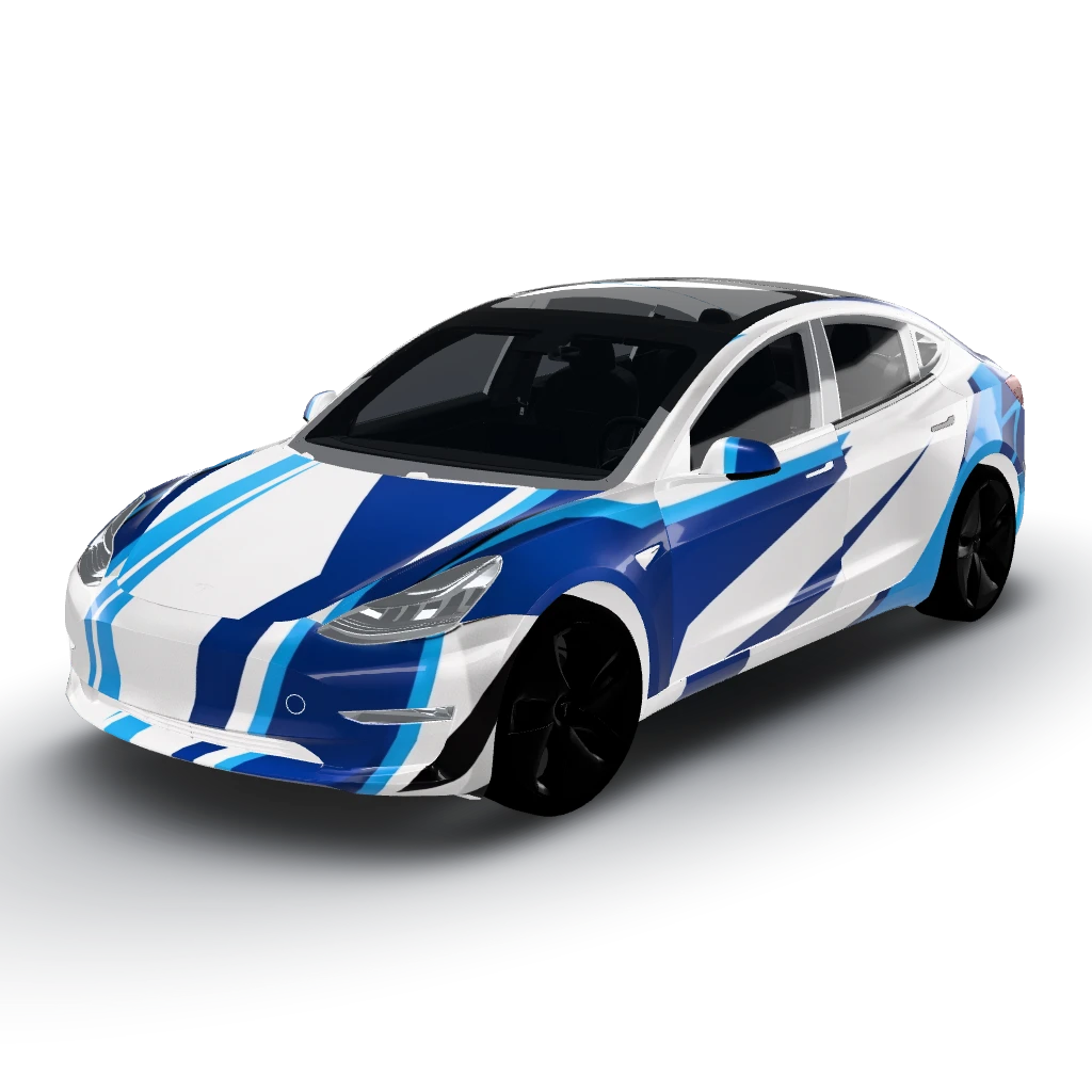Wrap inspired by the iconic BMW M3 GTR — a Model 3 wearing this AI wrap design