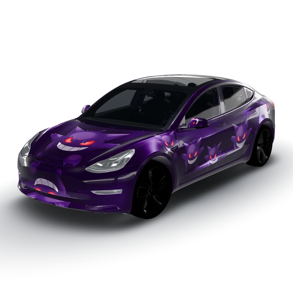 We'll include at least 20 Gengars — a Model 3 wearing this AI wrap design