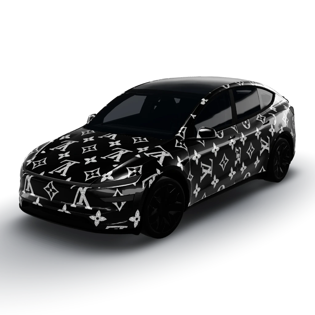 Your wrap design for the Model Y Long Range — a Model Y L wearing this AI wrap design