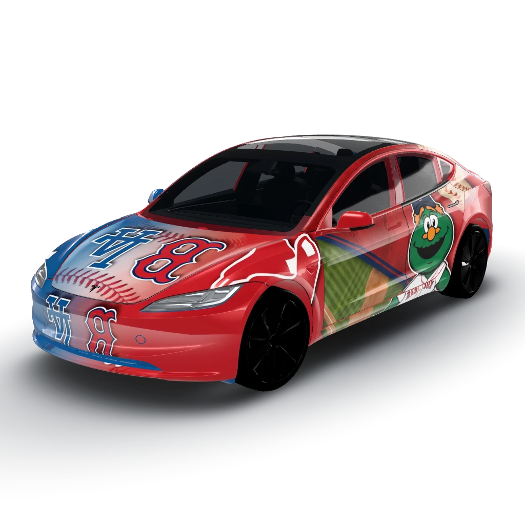 Gloss finish with a blended effect — a Model 3 (2024+) Standard & Premium wearing this AI wrap design