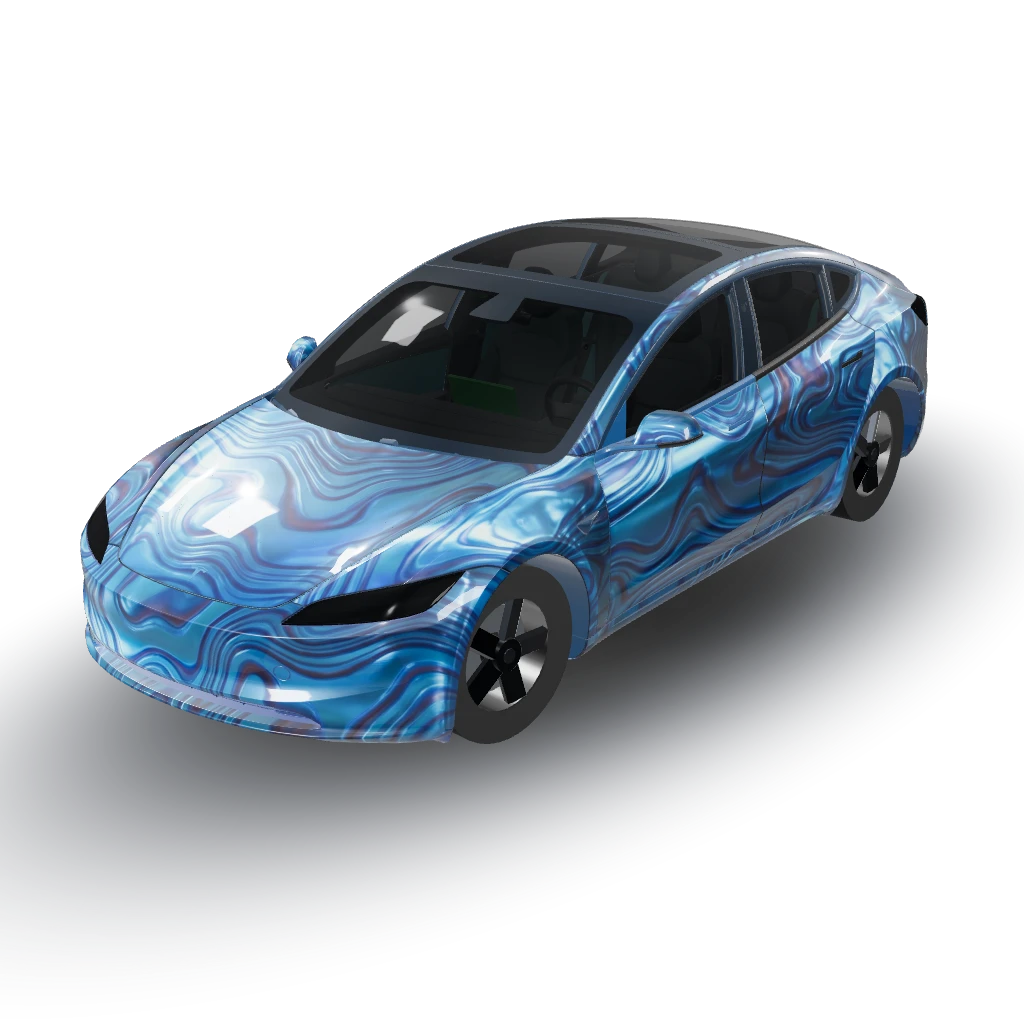 Demascus wrap like the camo from call — a Model 3 (2024+ Base) wearing this AI wrap design