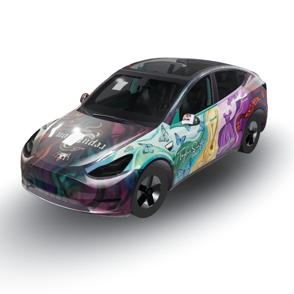 Excellent! — a Model Y wearing this AI wrap design
