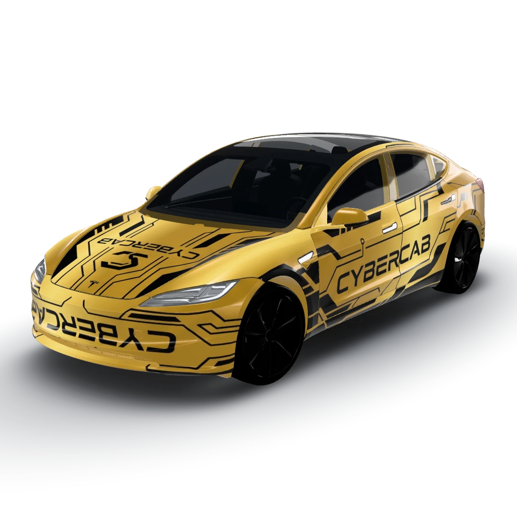 Tesla cybercab style wrap with the metallic — a Model 3 (2024+) Standard & Premium wearing this AI wrap design